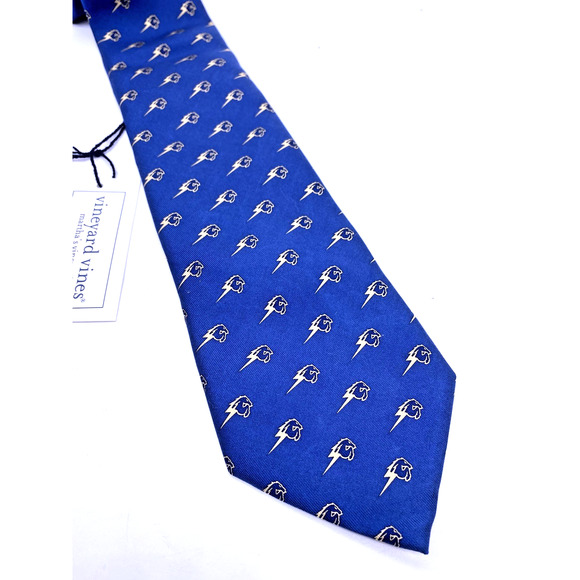 Vineyard Vines Heritage Hall Oklahoma Custom Tie Blue Horse NEW Silk USA Made - Picture 2 of 9
